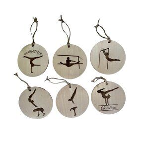 Personalized Gymnastic Wood Christmas Ornaments set of 6